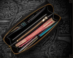 Handmade Leather Tibetan Mens Chain Biker Wallet Cool Leather Wallet Long Clutch Wallets for Men
