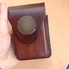 Cool Brown Leather Mens Cigarette Case Cigarette Holder Lighter Case Pouch with Belt Loop for Men - iwalletsmen