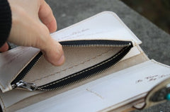 Handmade Mens Tooled Floral Leather Long Chain Wallet Cool Biker Wallet with Chain - iwalletsmen