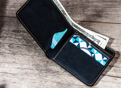 Cool Leather Men Slim Small Wallet Bifold Vintage Small Wallet for Men