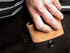 Brown Leather Men Slim Small Wallet Bifold Small Vintage Wallet for Men