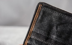 Canvas Leather Long Wallets for men Bifold Vintage Men Long Wallet