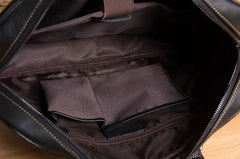 Genuine Leather Mens Black Briefcase Shoulder Bag Work Bag Laptop Bag Business Bag for Men