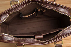 Genuine Leather Mens Coffee Briefcase Shoulder Bag Work Bag Laptop Bag Business Bag for Men