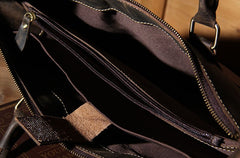Genuine Leather Mens Vintage Coffee Briefcase Shoulder Bag Work Bag Laptop Bag Business Bag for Men