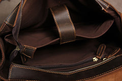 Genuine Leather Vintage Coffee Brown Mens Briefcase Messenger Bag Work Bag Business Bag for Men