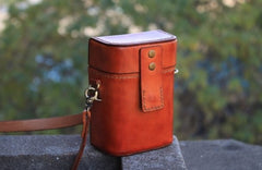Handmade Brown Leather Mens Small Box Bag Shoulder Bag Messenger Bag for Men - iwalletsmen
