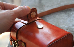 Handmade Brown Leather Mens Small Box Bag Shoulder Bag Messenger Bag for Men - iwalletsmen