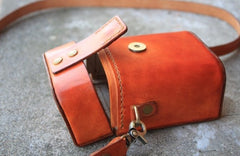 Handmade Brown Leather Mens Small Box Bag Shoulder Bag Messenger Bag for Men - iwalletsmen