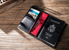 Leather Men Small Slim Travel Wallet Passport Wallet Bifold Small Wallets for Men
