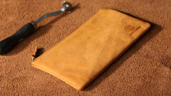 Leather Men Zipper Slim Wallet Phone Clutch Long Wallets for Men