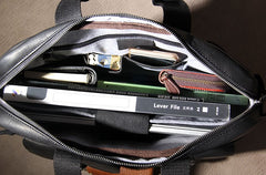 Leather Mens Black Briefcase Shoulder Bag Handbag Work Bag Business Bag for Men