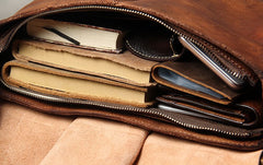 Leather Mens Cool Messenger Bag Shoulder Bag Vintage Crossbody Bag for Men