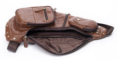 Leather Mens Cool Sling Bag Crossbody Bag Chest Bag for men