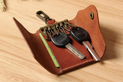 Mens Cool Key Wallet Handmade Leather Car Key Card Holder Car Key Case for Men