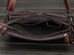 Leather Mens Coffee Cool Small Messenger Bag Vintage Shoulder Bags For Men - iwalletsmen